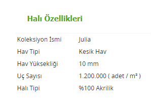 Julia 06844 Mavi Halı